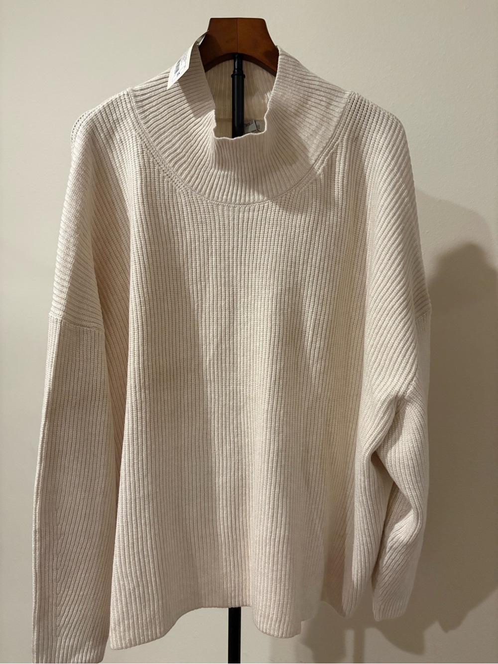 a new day women Cream Ribbed Turtleneck Sweater 3X